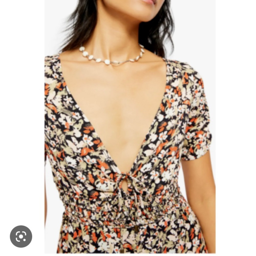 Free People Forget Me Not Charcoal Mini Dress